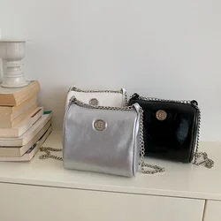 New Fashion Women's Shoulder Bags Silver Mini Chain Bag Versatile Korean Lady Bag Trend Leisure Crossbody Bag Small Square Bags