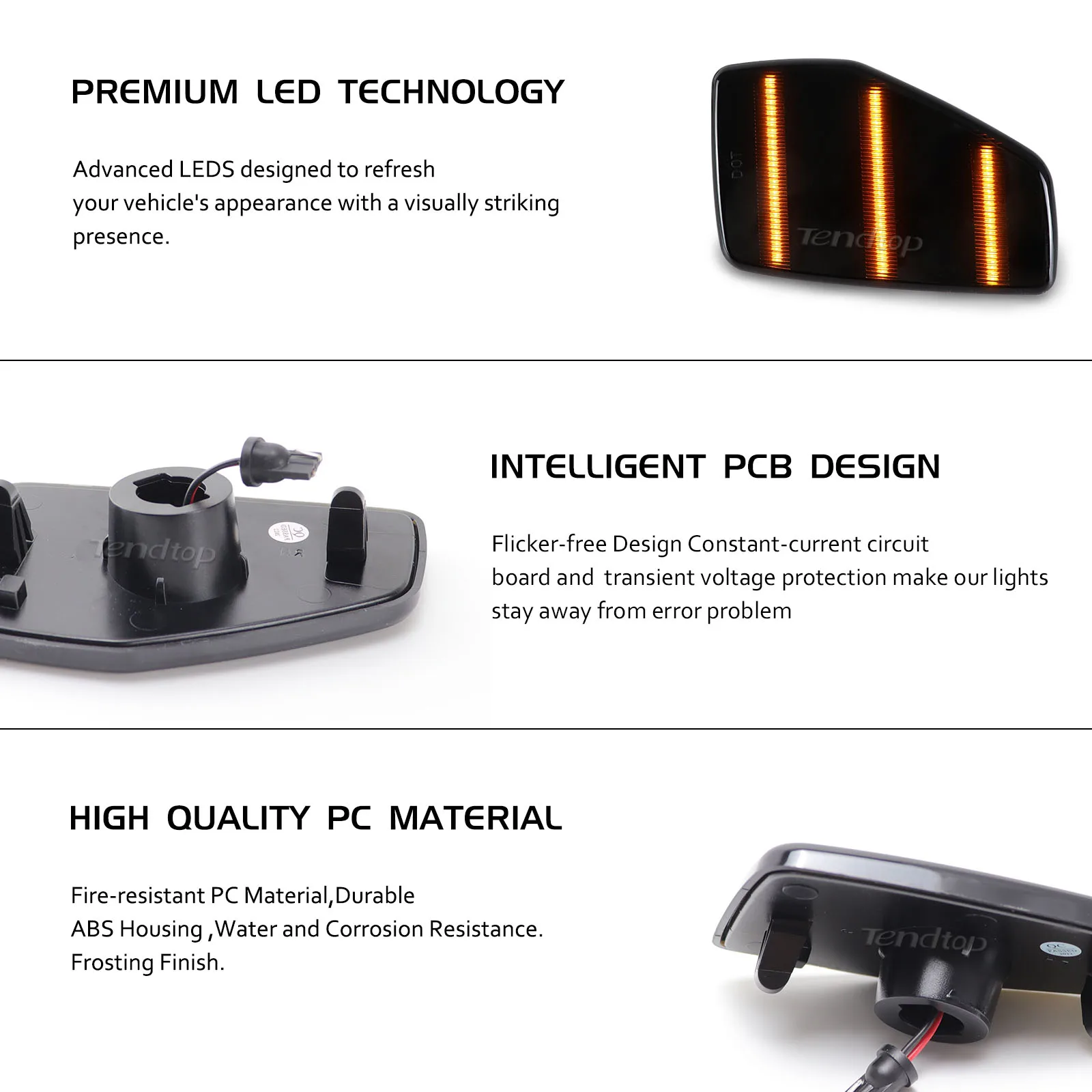 2PCS For Hummer H3 H3T 2005-2010 Smoked Lens LED Side Marker Lamp Amber Front Side Fender Turn Signal Lights
