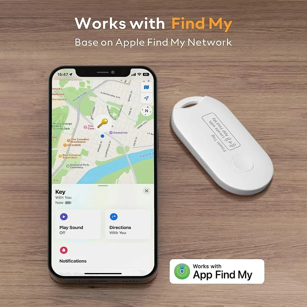 JSPTEC GPS Locator Mini Smart Tag Works with IOS Find My APP Anti Lost Reminder Device Tracker for Car Wallet Key Finder IOS