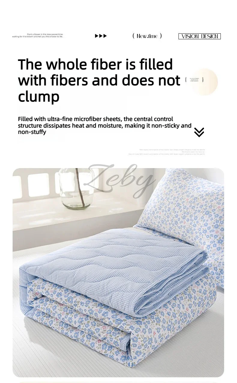 Breathable Quilted Summer Blanket Cooling Skin-friendly Comforter Soft Lightweight Quilt Well-vetilated Single Double  Duvet Set