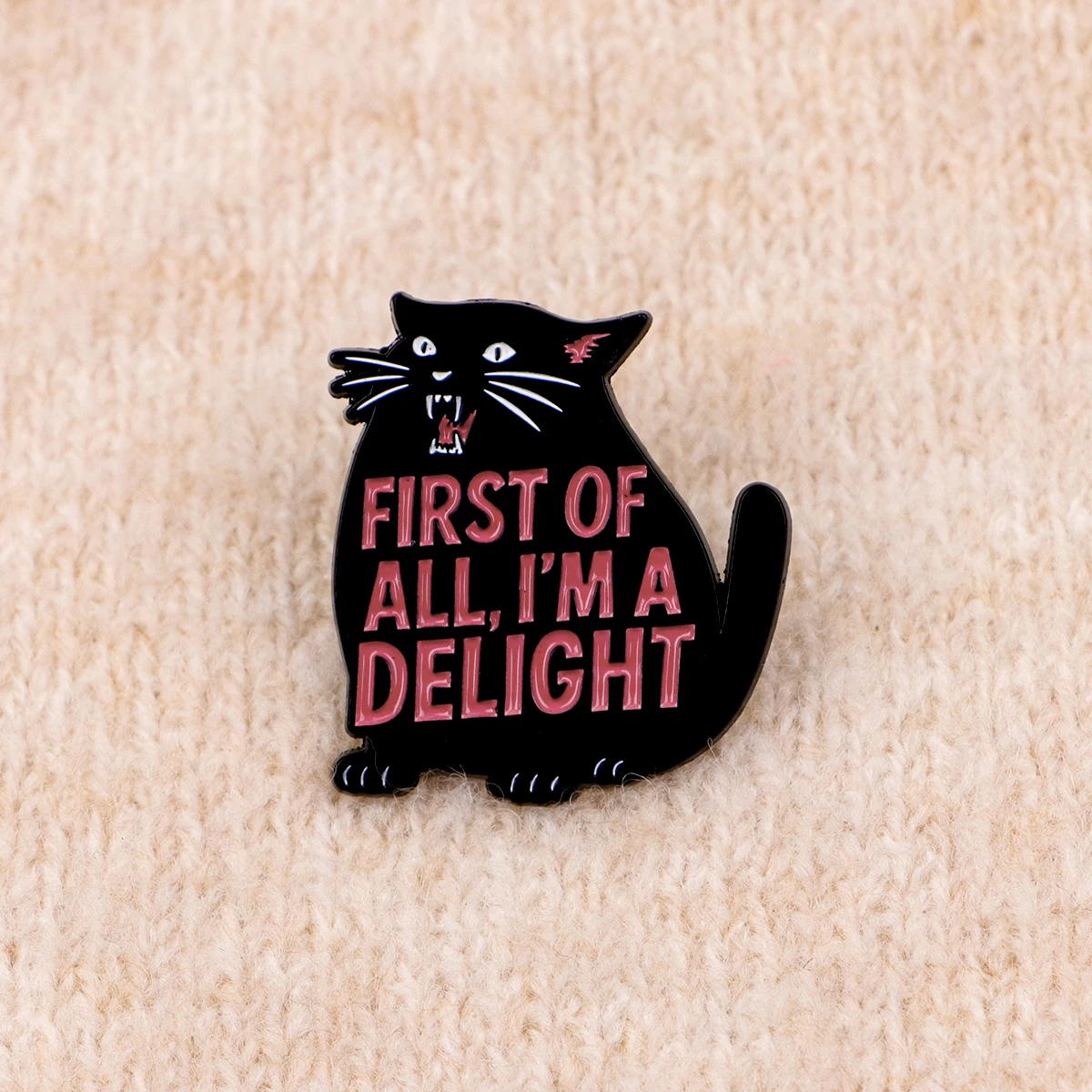 9 Stück „First Of All I'm A Delight“ Schwarze Katze Emaille-Pin Lustiges Anstecknadel-Abzeichen Brosche für Rucksack, Hut, Jacke, Kleidung, Dekoration, Schmuck, Geschenk – Detail 6