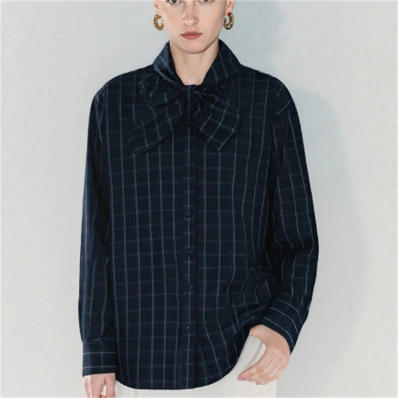 2025 outono moda na moda sexy lenço feminino verificar camisa de chiffon