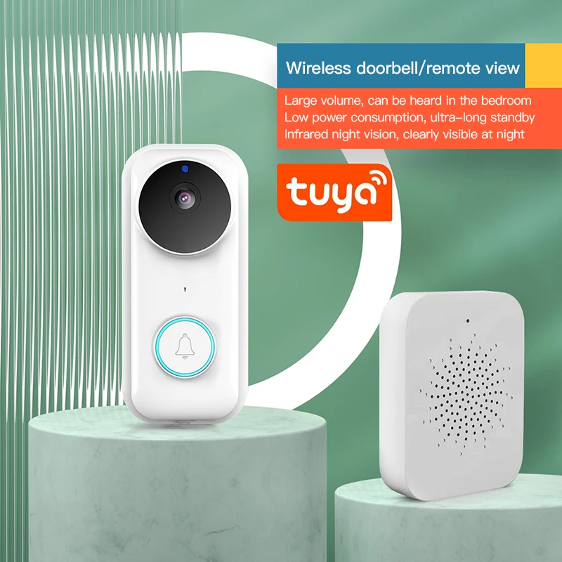 Tuya Smart Visual Doorbell Wireless HD Video Door Phone Infrared Night Vision Intelligent Wifi Doorbell Remote Monitoring