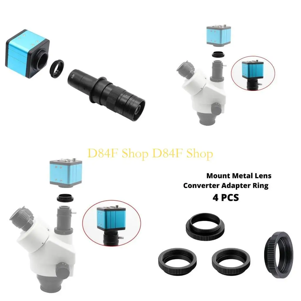 D84F Aliminum Adapter Ring Extension Tube Fit for CCTV Security Camera Photo Black
