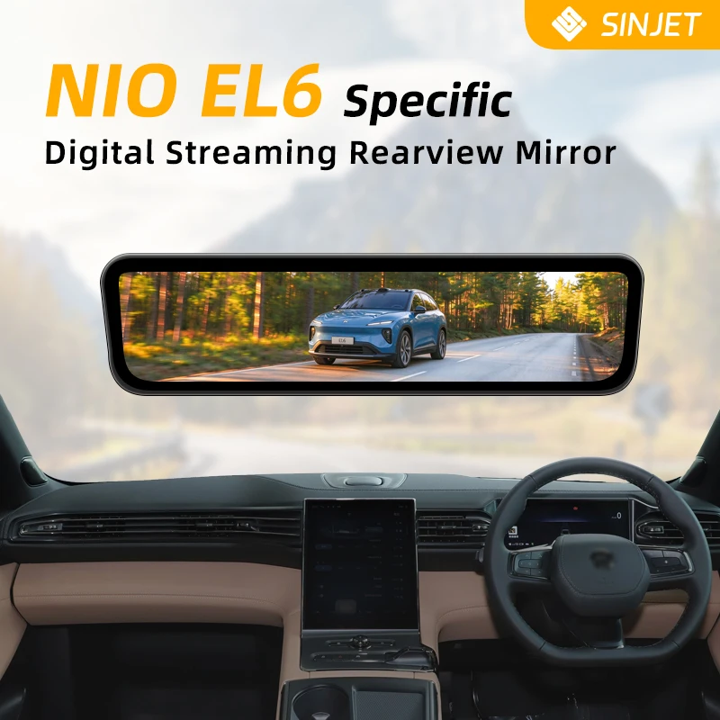 SINJET For NIO EL6 Car Electronics Rearview Mirror 9.2 Inch Touch Screen HD Front and Back Dual Camera Night Vision Dash Cam