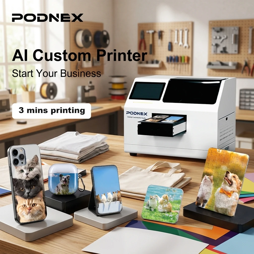 Uv Flatbed Printer - PodNEX A3 DX7 Новый автоматический CMYK