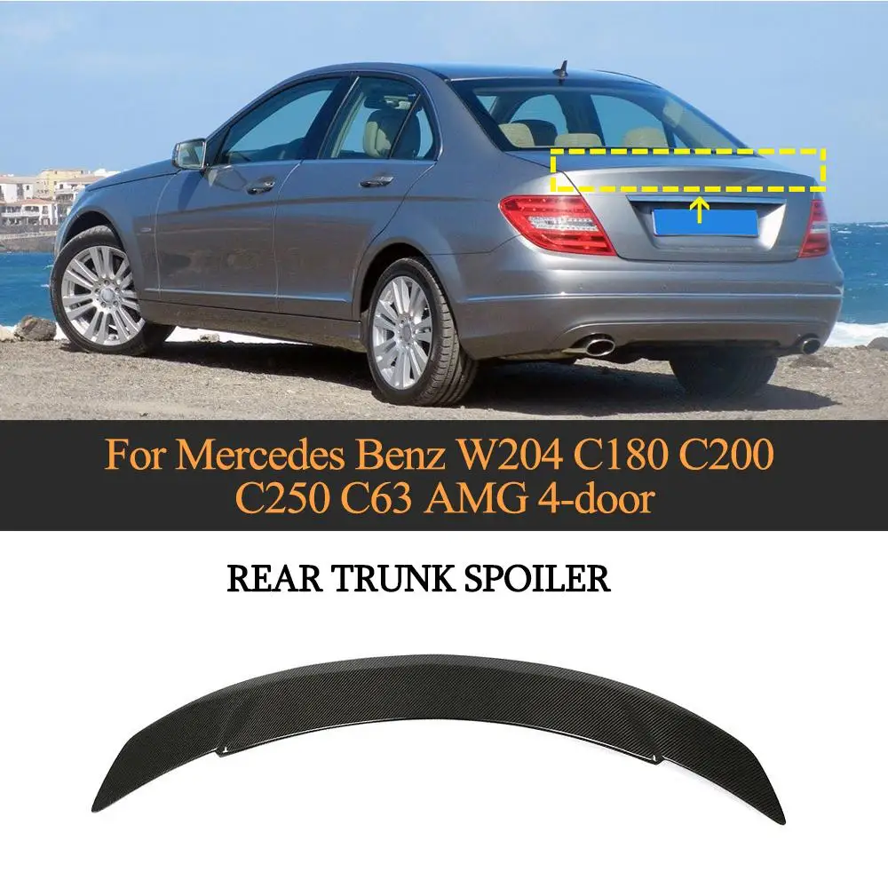 Car Rear Trunk Spoiler Lip For Mercedes-Benz C Class W204 4 Door Sedan 2007 - 2013 Carbon Fiber Trunk Wing Spoiler