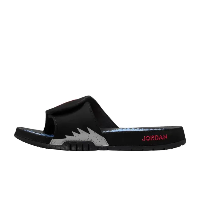 Nike Jordan Hydro5 Comfortable Anti-Slip and Anti-Abrasion Flip-Flops Unisex Style - Black and Silver 555501-061