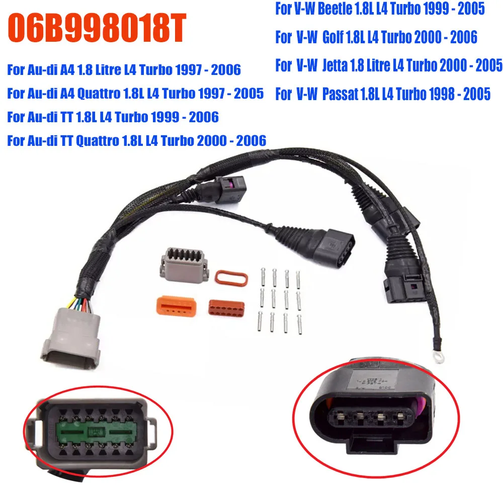 

06B998018T For Audi for VW Ignition Coil Wiring Harness Kit 1.8T 97-05 TT A4 B5 Jetta Replace 1.8T Ignition Coil Wiring Harness