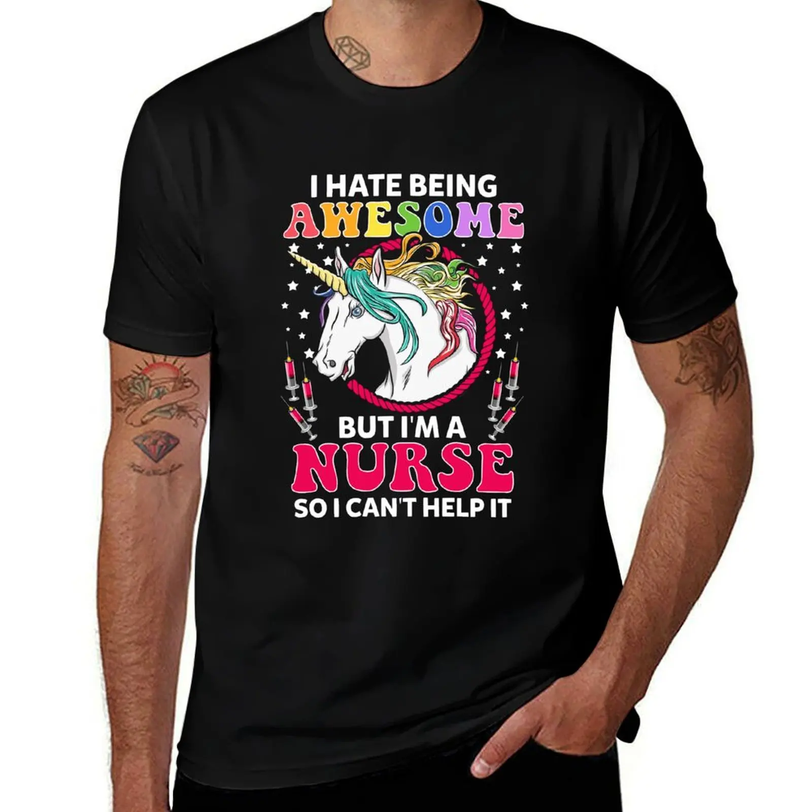 

I Hate Being Awesome But I'm A Nurse Unicorn T-Shirt Cool Dry Performance T-Shirt