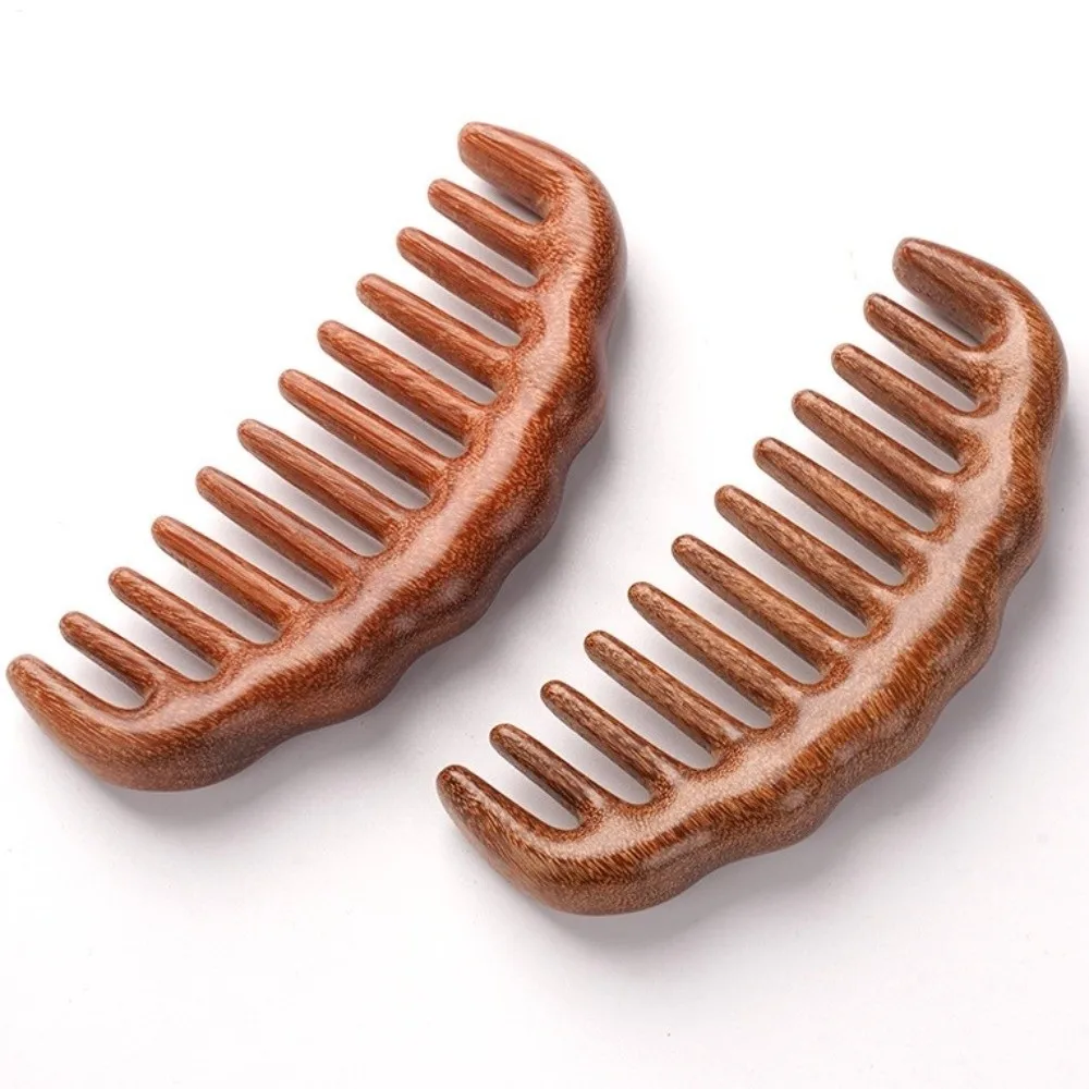 New Wood Wide Tooth Hair Comb Handmade Carving Hair Care Detangling Hair Brush Anti-Static Scalp Massager Comb Hair Styling Tool