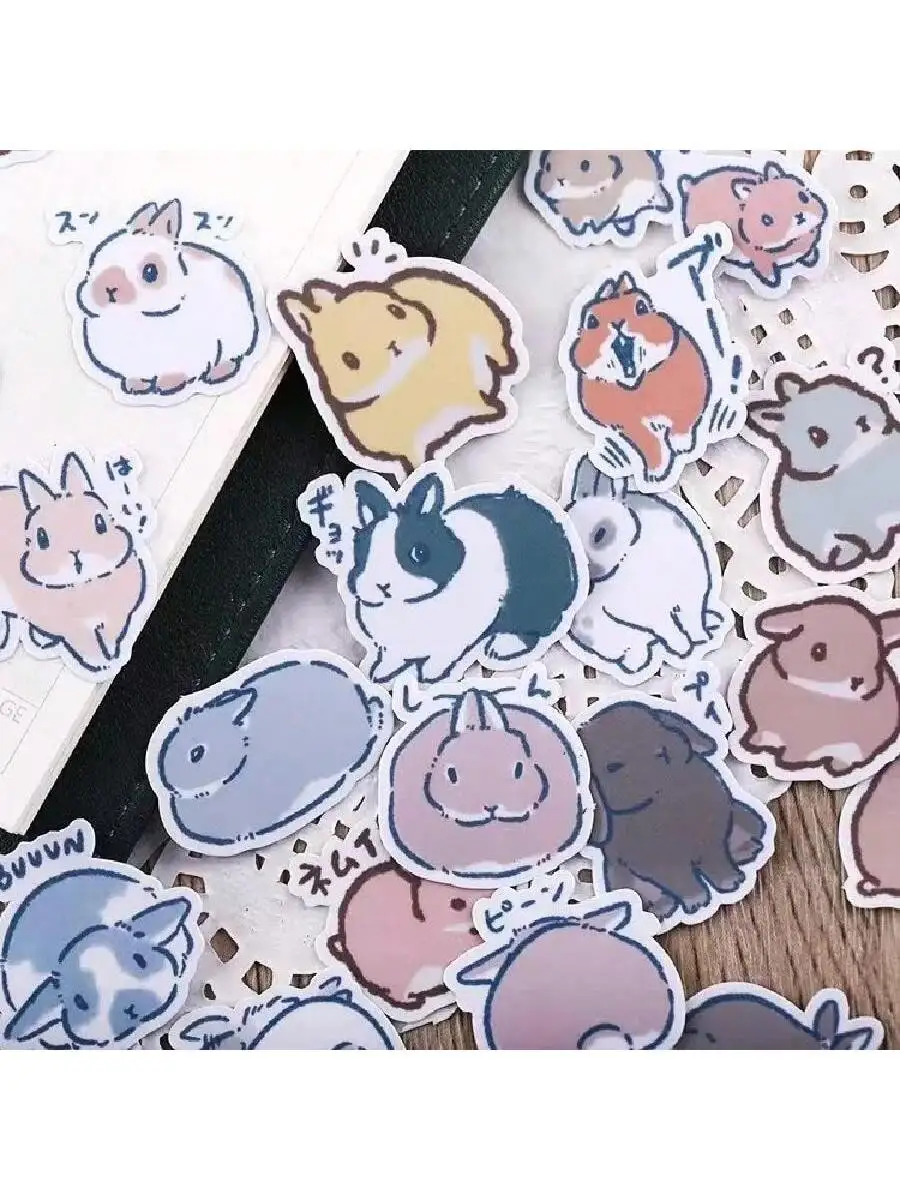 Cute Cartoon Rabbit Stickers For Journal Decoration, 40pcs Expression Rabbit Stickers For Kids Learning Scrapbooking Diy Decor