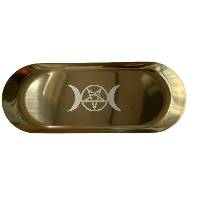 

Astrology Pentagram Candlestick Table Altar Candles Plate Tile Divination Wicca Accessories Candleholder Ritual Tray Goldplating