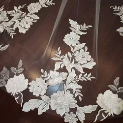 Customized Fairy Floral Lace Wedding Veil High Quality Bridal Veil with Comb 3 Meters Long Single Tier Head Veil