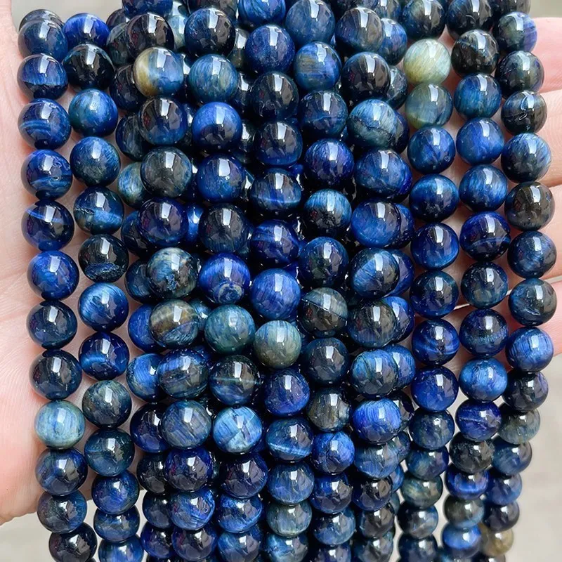 Natural Stone Blue Tiger Eyes Bead Round Loose Spacer Yellow Red Beads For Jewelry Making Bracelets Handmade Diy Accessories