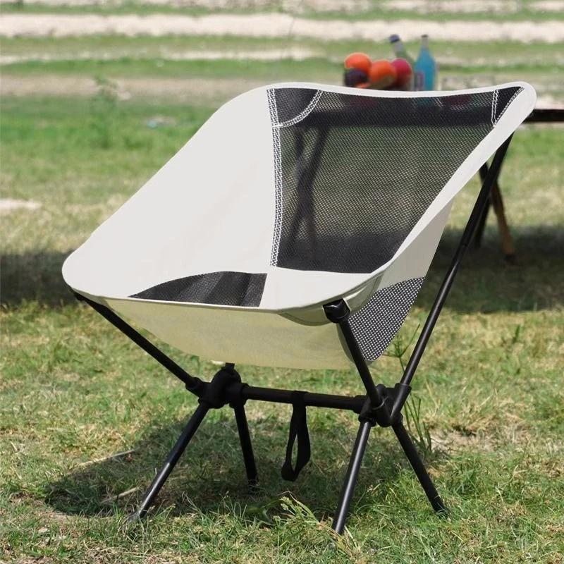 Portable outdoor folding chair High backrest breathable camping chair Oxford cloth reinforced iron pipe for beach travel