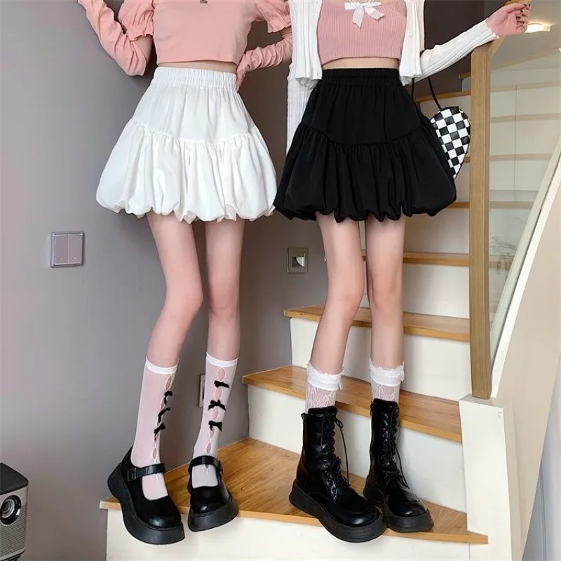 2025 Spring Summer Shorts Skirt Women High Waist Sexy Mini Skirts for Girls School Short Pleated Kawaii Puffy Skirt