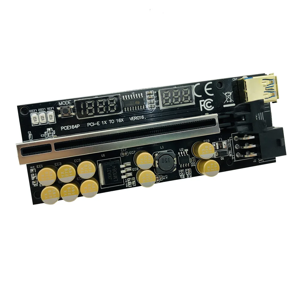 6PCS PCIE Riser VER016 V016 Riser สำหรับการ์ด Riser PCI Express X16 Extender USB 3.0แรงดันไฟฟ้าสำหรับ BTC Mining