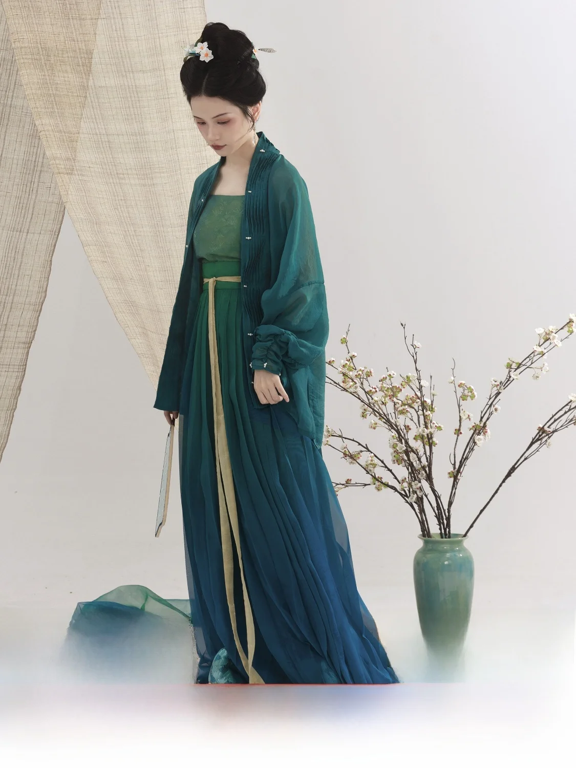 

Оригинальное женское ханьфу angYaoju: летнее, сине-коричневое, из шелка BaiDieTian, традиционная китайская одежда