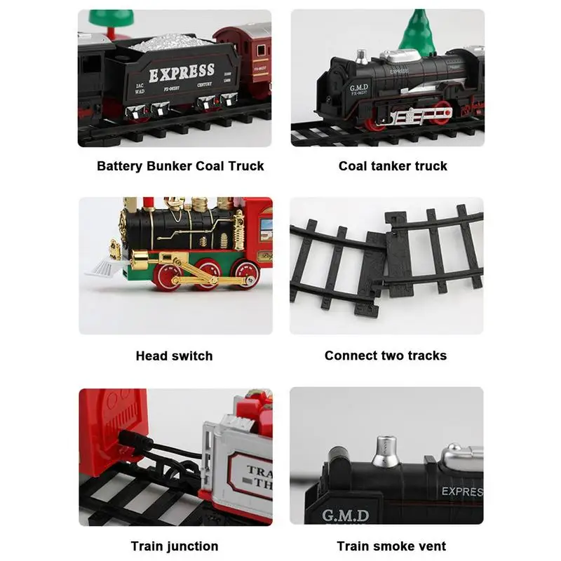 Electric Train Set Toy For Christmas Tree Railway Toys Cars Track With Music Santa Claus Christmas Decor Train Xmas Gifts B066