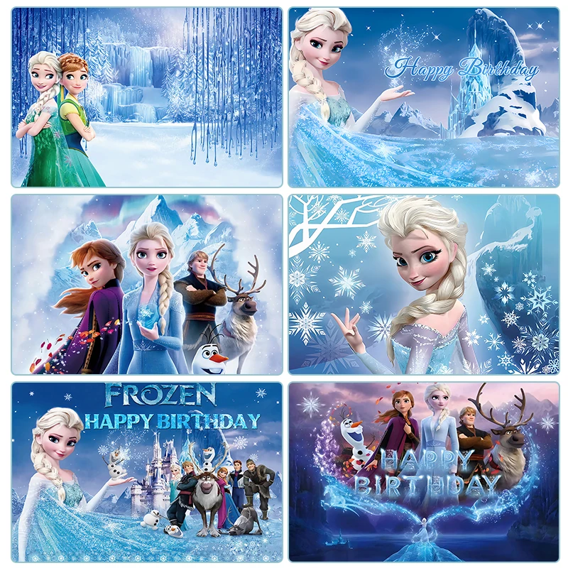 Disney Frozen Princess Kids Birthday Backdrop Elsa Anna Party Theme Birthday Party Backdrop Decoration Supplies Baby Shower 2024