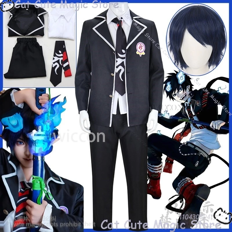 

Anime Ao No Exorcist Cosplay Rin Okumura DK School Uniform Coat Pants Wigs For Halloween Christmas Party Outfit Cos Customized