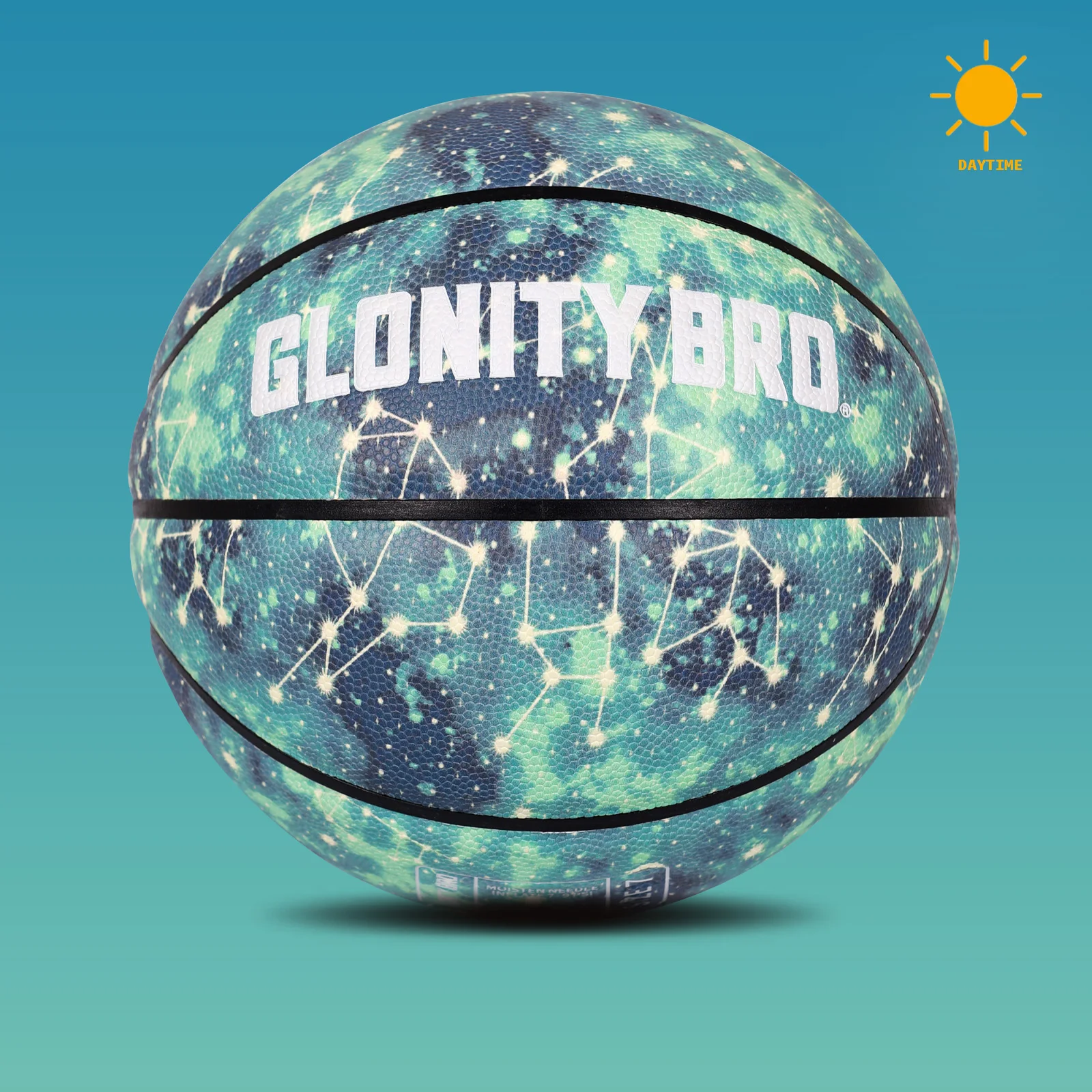 빛나는 빛나는 농구 PU 가죽 스트리트 볼 청소년 성인 실내-실외 야간 게임 농구 훈련 경기 공 녹색