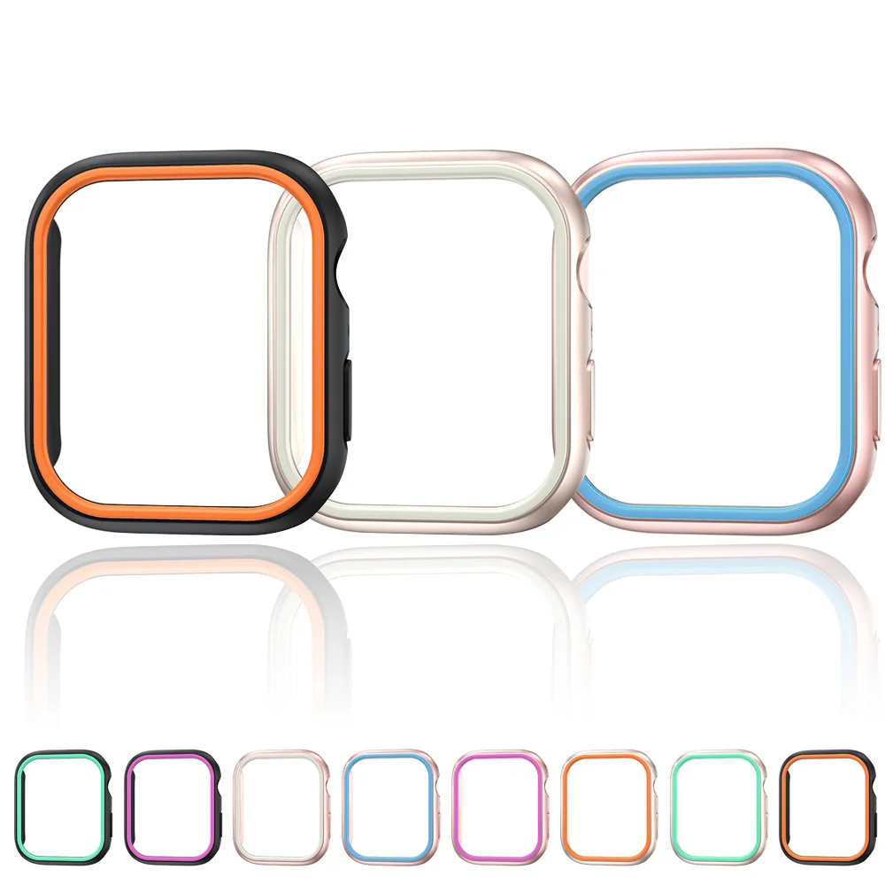 Glow-in-the-Dark Watch cover for Apple Watch 44mm 40mm 41mm 45mm PC Protective Fluores cence Case iWatch Series 9 8 7 SE 6 5 4