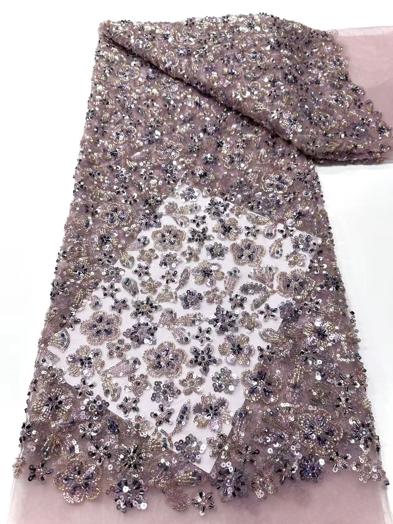 Lantejoulas de luxo novo vestido de festa de casamento para mulheres artesanal gradiente bordado renda líquida com contas tecido de alta qualidade sz1703