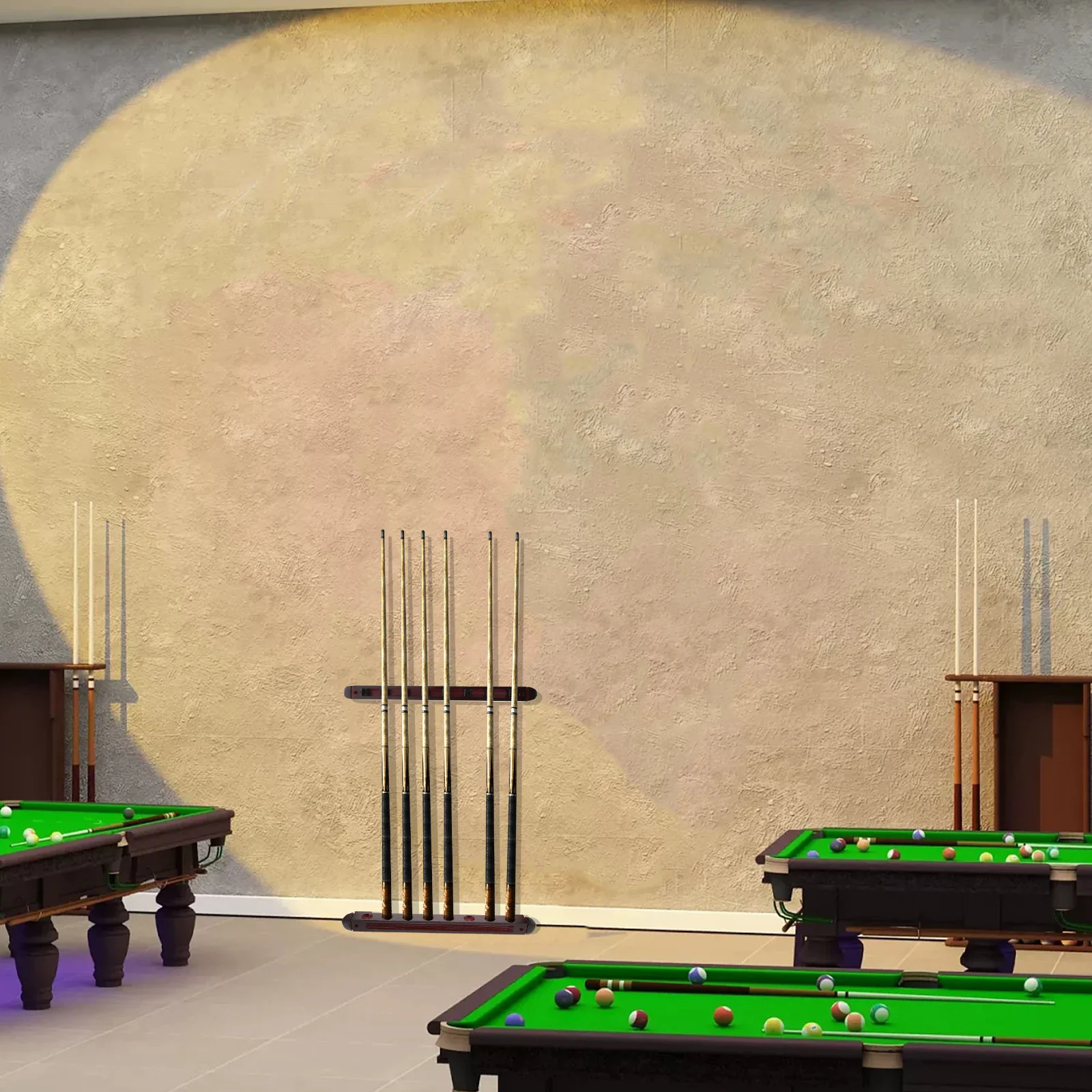 

Sturdy Wall Mount Pool Cue Rack Wood Cue Holder Multi-Purpose Fishing Rod Stand Decorative Pole Organizer Display