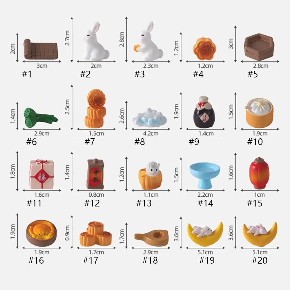 Cute Moon Cake Rabbit Miniatures Realistic Chinese Style Mid-Autumn Rabbit Ornaments DIY Resin Crafts Micro Landscape Decoration