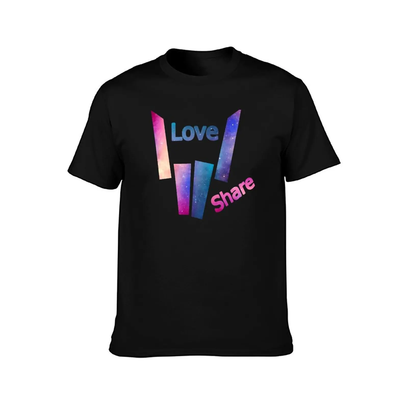 share Love Galaxy T-Shirt, Summer Casual Cotton Tee, Oversized Streetwear Tops, Vintage Graphic Print, Loose Fit Short Sleeve