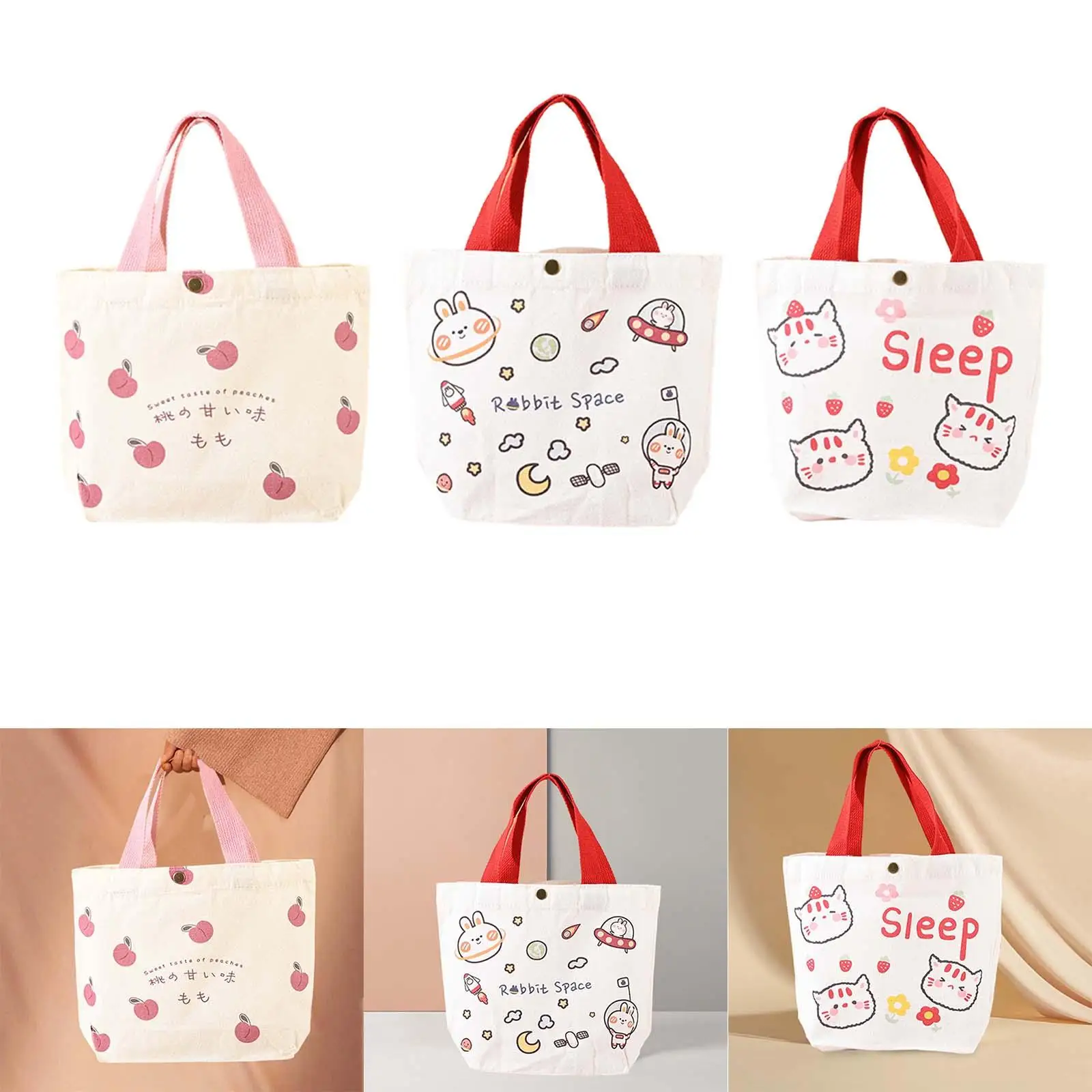 

Canvas Bags Handbags Top Handle Cute Lightweight Sturdy Fashionable Washable Multipurpose Reusable Grocery Bags Shopping Bags