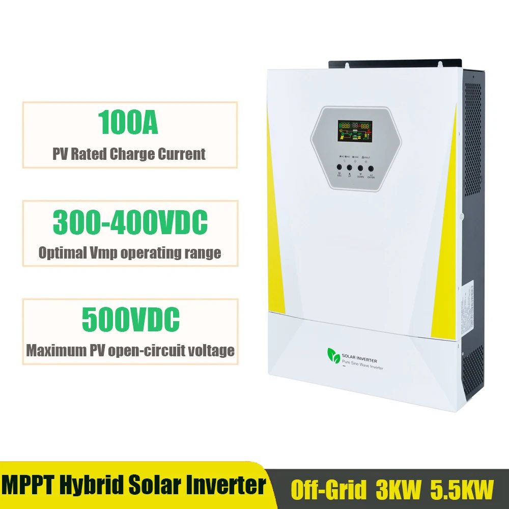 

3000W 5500W Hybrid Solar Inverter 24V 48V 220VAC On Grid Off Grid Pure Sine Wave Inverter with MPPT 100A Solar Battery Charger