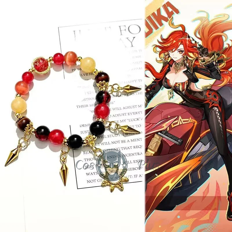 

Genshin Mavuika Cosplay Bracelet Unisex Beads Chain Mavuika Pendant Bracelets Jewelry zinc Alloy Accessories Holiday Gifts
