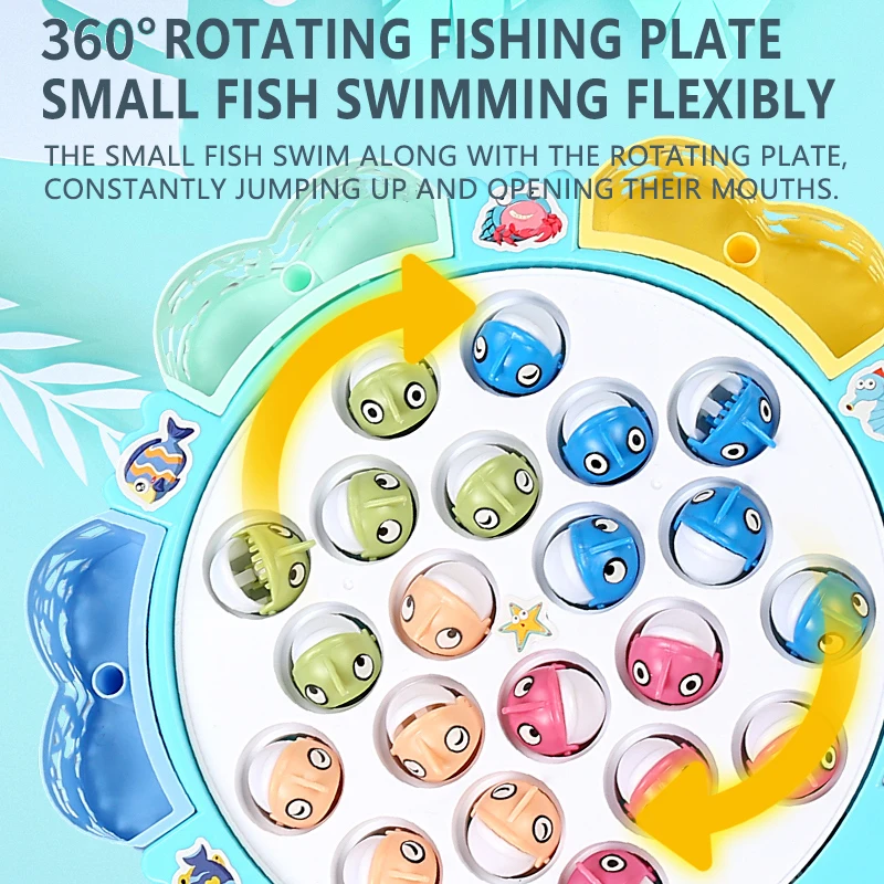 Rotating Musical Fishing Game Magnetic Fishing Toy for kids Birthday & Christmas Gift Parent-child interactive games