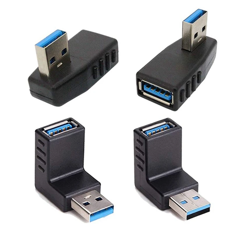 4PCS USB 3.0 Adapter Couplers 90 Degree Male To Female USB Connector - Including Left,Right,Up,Down Angle Adapter