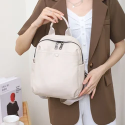 Fashion Soft Real Cowhide Backpack Women/Men Multi Zip Pockets Solid Color Daily Casual College Spacious Knapsack Travel Mochila