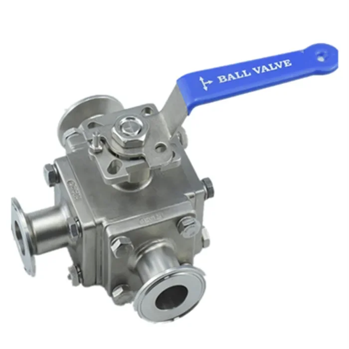 4 Pull Handle Non Return Ball Valve SS304 316L Stainless Steel Sanitary Manual Control Clamp 3 way Ball Valve