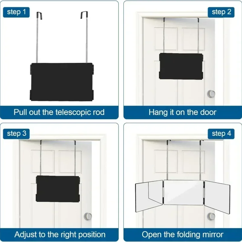 Specchio per trucco pieghevole da 360 gradi Specchio per selfie sospeso retrattile Specchio per bagno senza punzonatura Specchio per trucco pieghevole