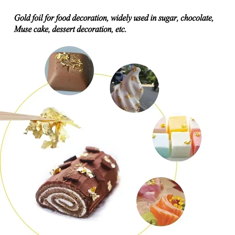 100PCS Set Gold Foil Decorative Paper 9.3X8.6CM DIY Handmade Sticker Gold Foil Paper Painting Handmade Birthday Cake Decoration