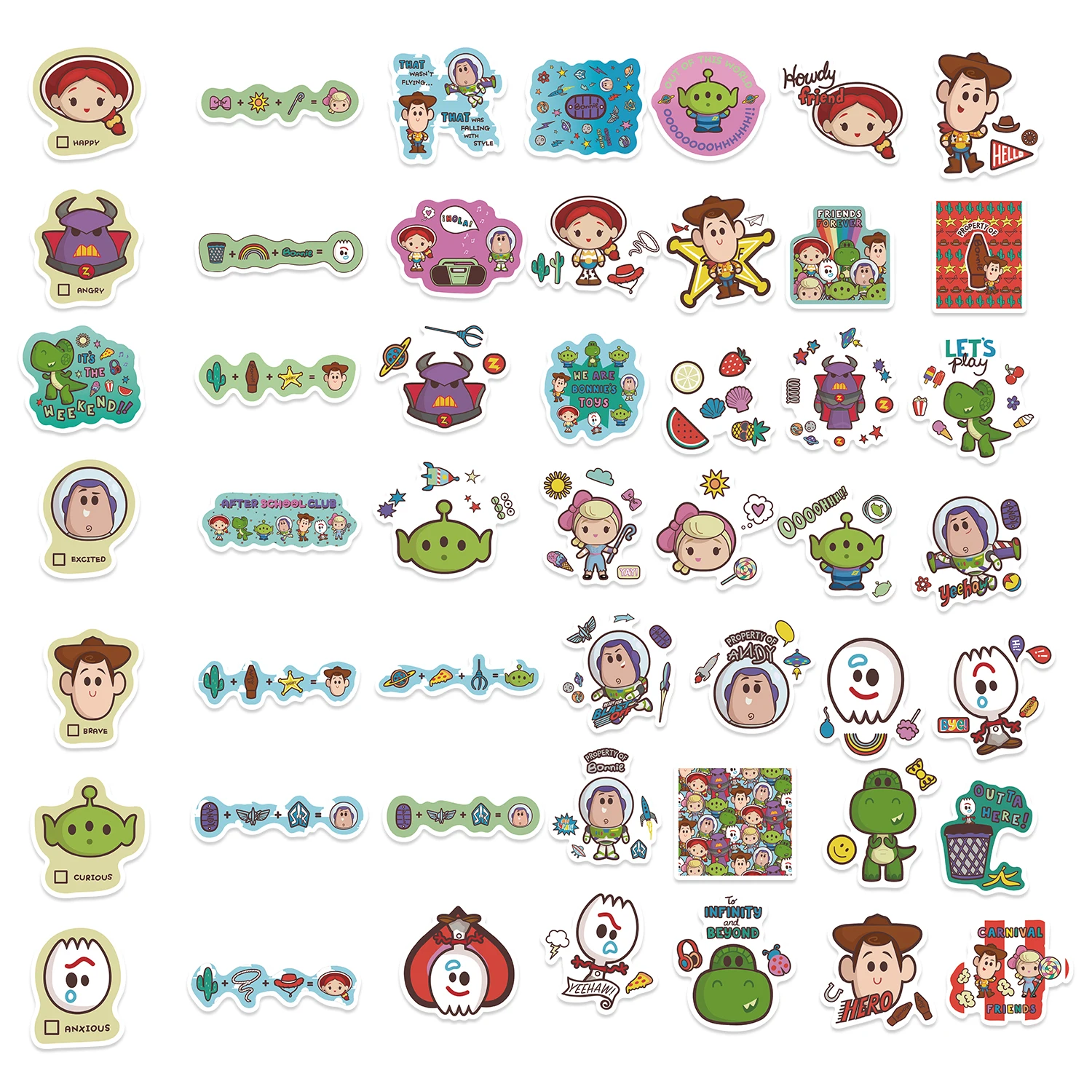 50PCS Disney Toy Story Stickers Movie Anime Cartoon Decal Skateboard Guitar Laptop Cute Kawaii Sticker Pack Kids Girl Boy Toys