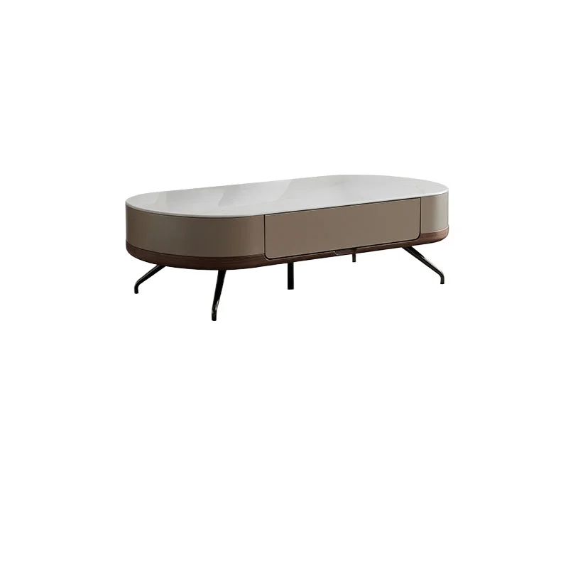 

*Moon half coffee table 2024 new living room household small apartment oval microcrystalline stone minimalist high sense