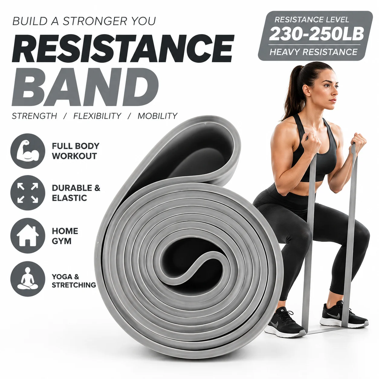 Home Fitness Resistance Band Men Women Elastic Loop Band for Strength Training Yoga Stretching Exercise Elastic Tension Band