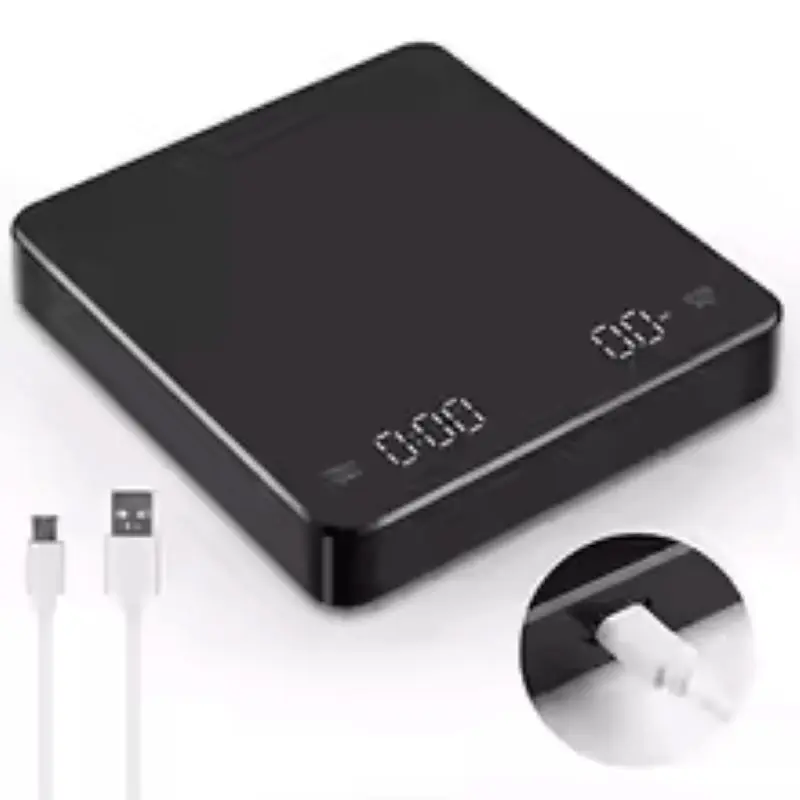 KC2 Digital Rechargeable Coffee Scale with Timer LED Screen Espresso USB 0.1g to 3kg High Accuracy Measuring Kitchen Scale image 3
