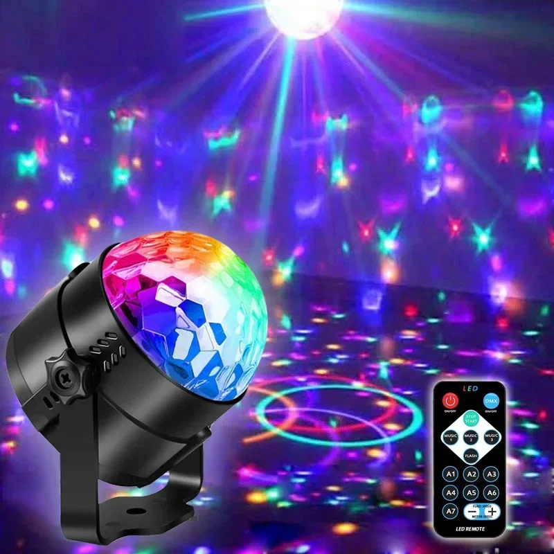 Christmas LED Party Stage Lights Disco Ball Sound With Remote Control Dance Rotating Magic Atmosphere Party Club DJ Show Lamp