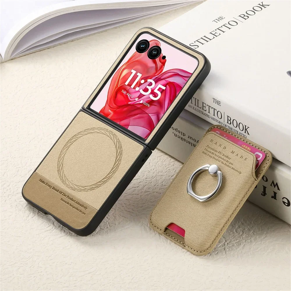 2-in-1 abnehmbare Brieftasche mit Kartenhalter, Handyhülle für Motorola Razr 60 50 40 Ultra Razr 60 50, magnetische Halterung, Lederhülle
