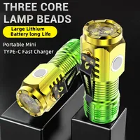 Super Bright Rechargable Mini LED Flashlight with Tail Magnet Flash Torch Outdoor Multi-functional Emergency Camping Lantern