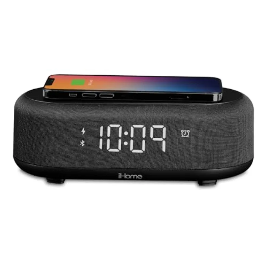 

Будильник с Bluetooth, беспроводной зарядкой и USB-портом для зарядки, цифровой будильник для спальни, офиса или общежития iBTW112