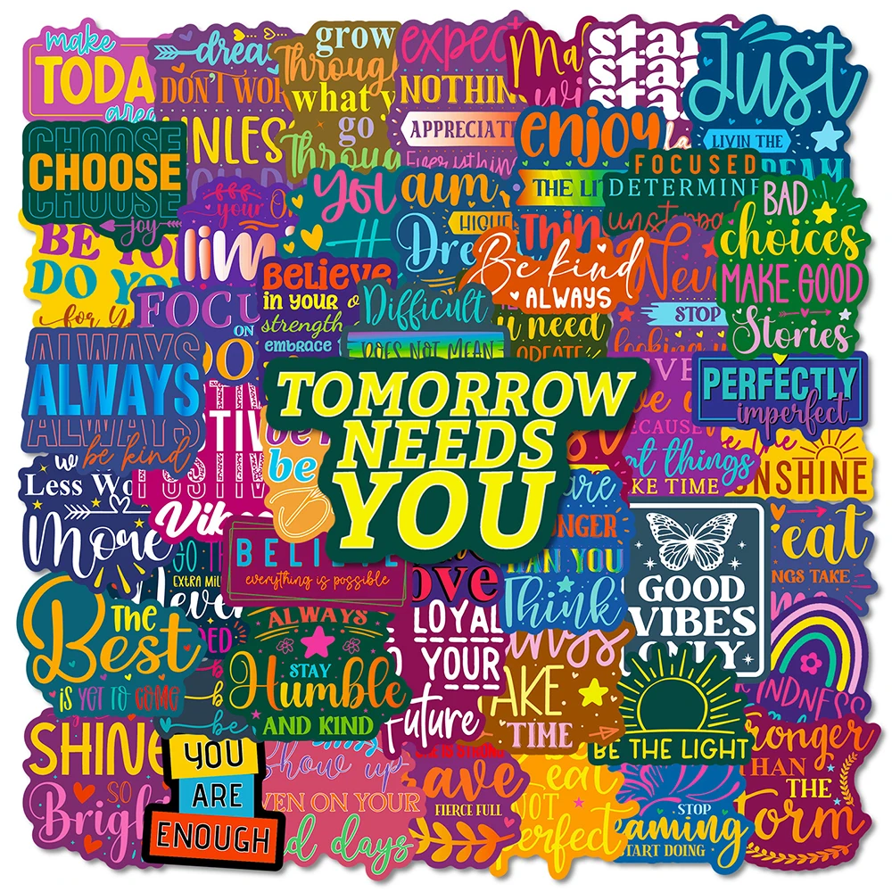 Kids Toys Quotes - 10/30/50pcs Colorful Motivational Quotes Cartoon Stickers